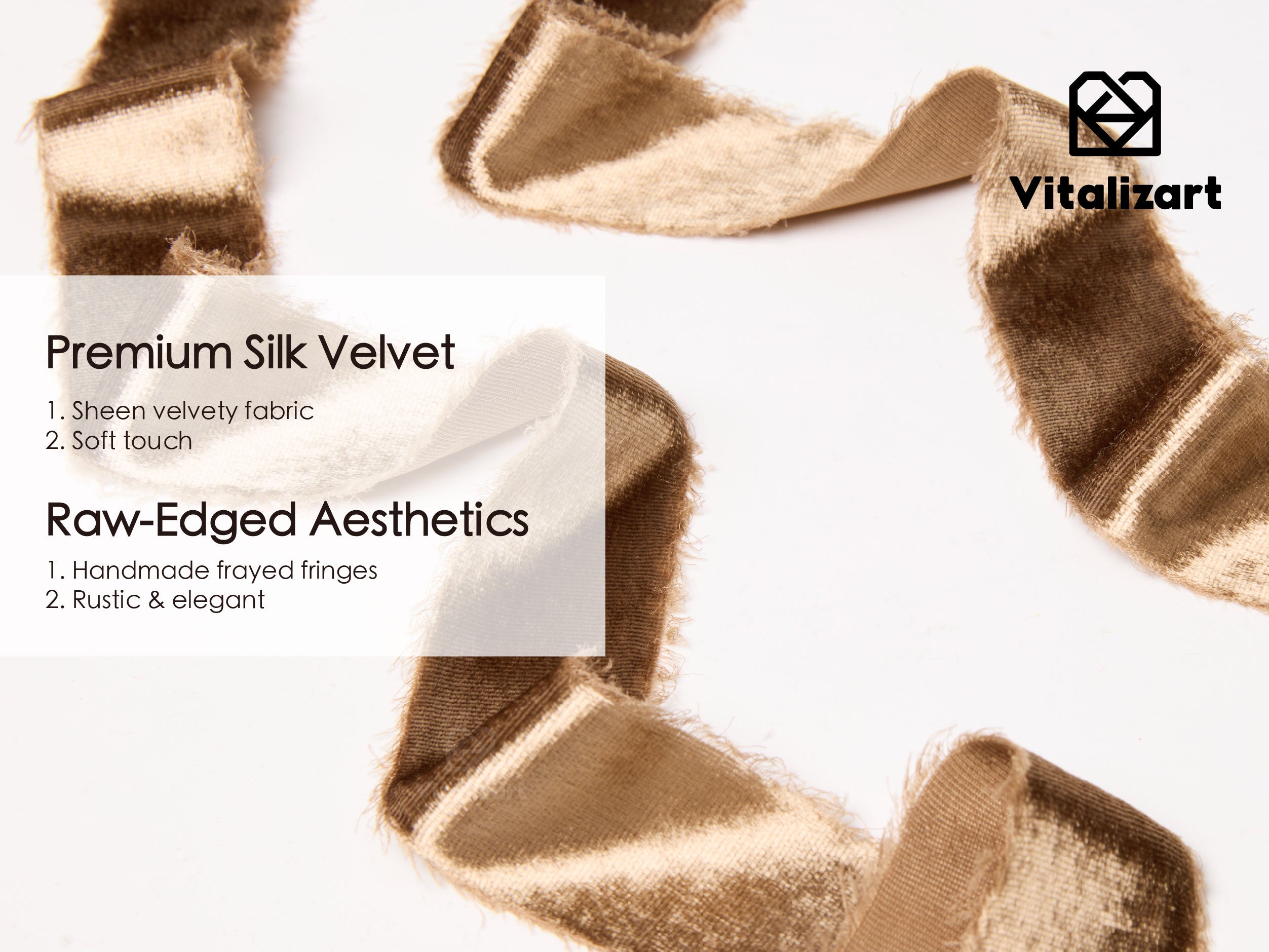Frayed Edges Glossy Velvet Ribbon For Christmas 1.5