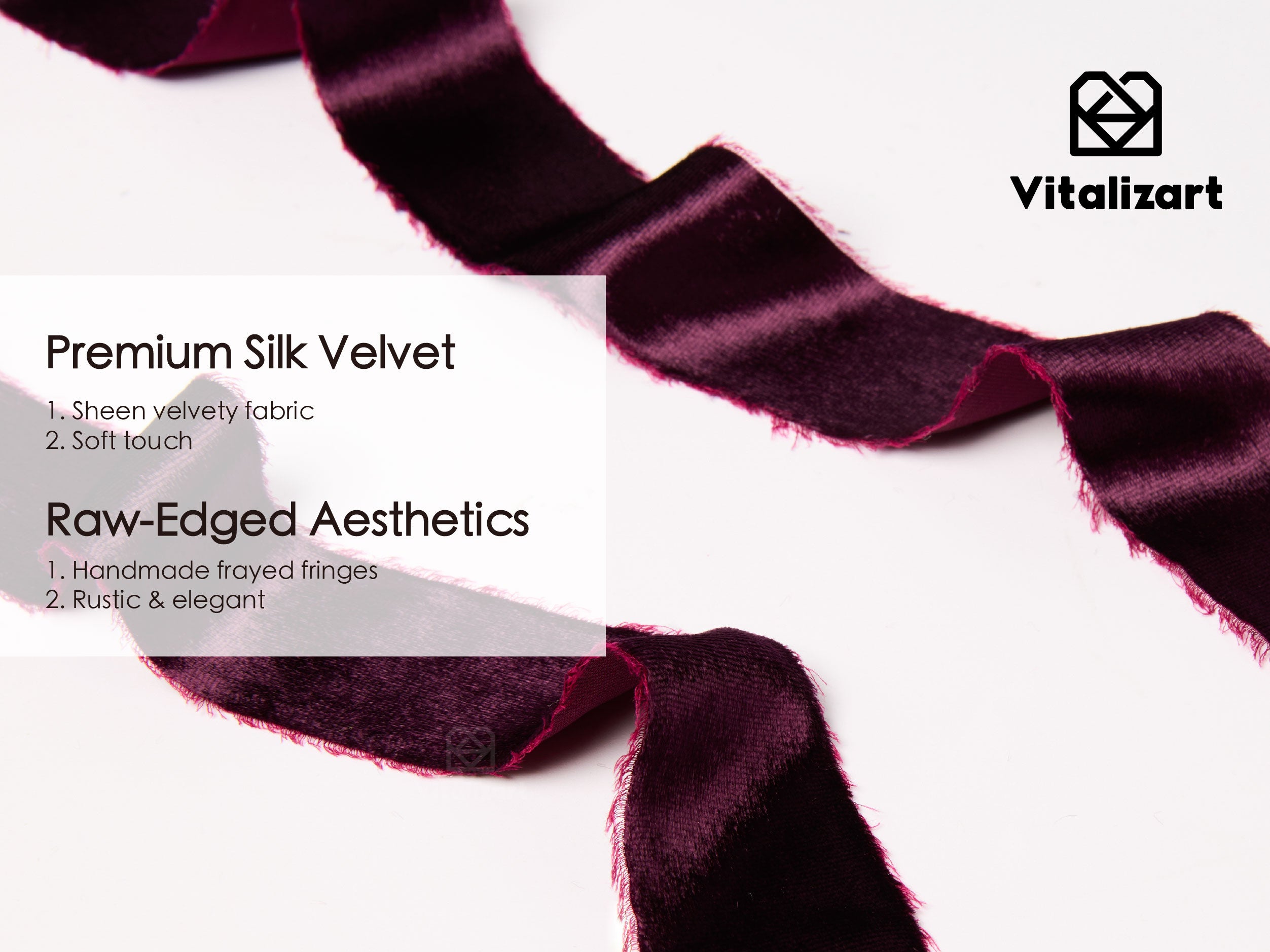 Frayed Edges Glossy Velvet Ribbon For Christmas 1.5