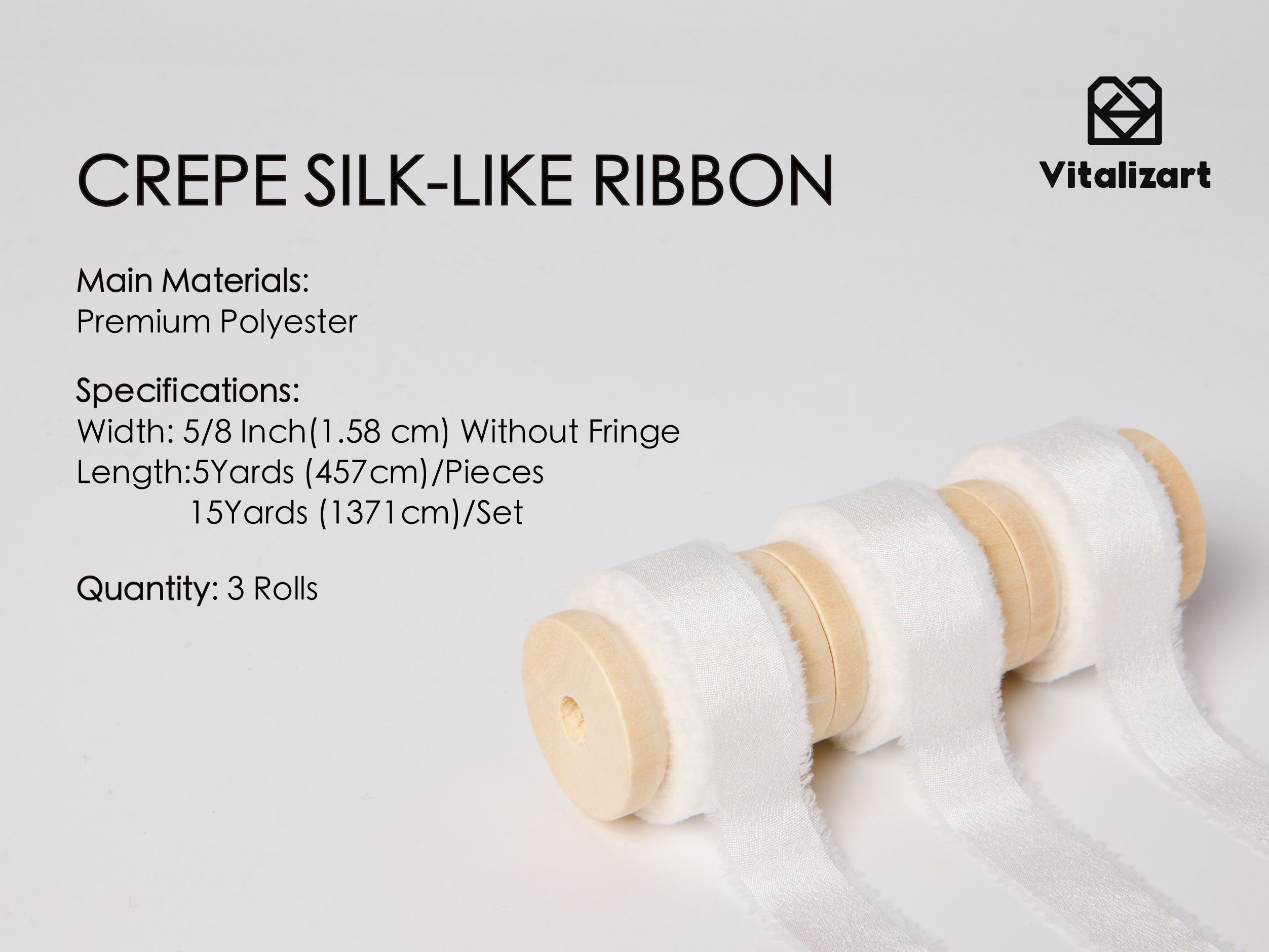 Frayed Fringe Crepe Silk Satin Ribbon 5/8