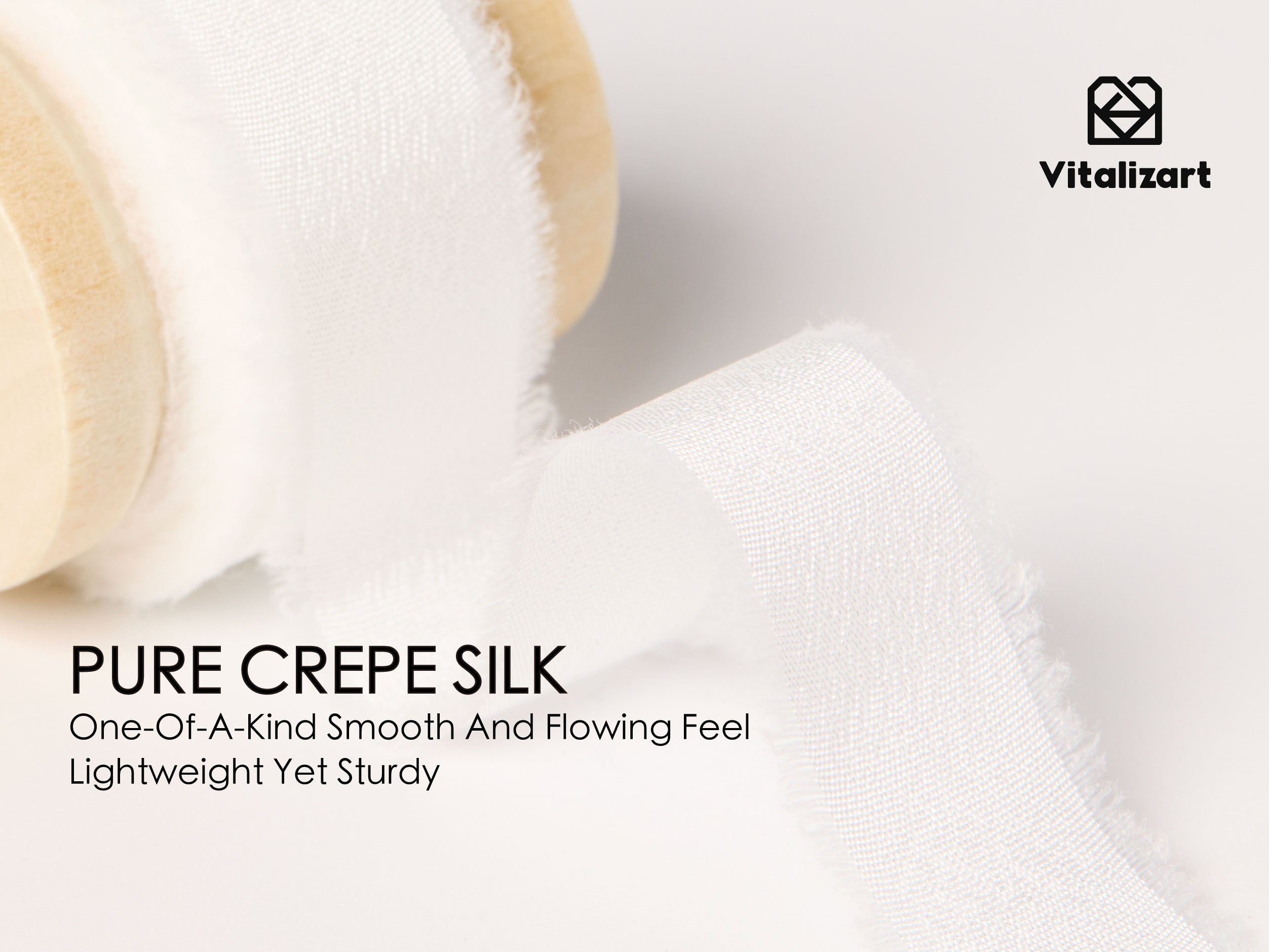 Frayed Fringe Crepe Silk Satin Ribbon 5/8