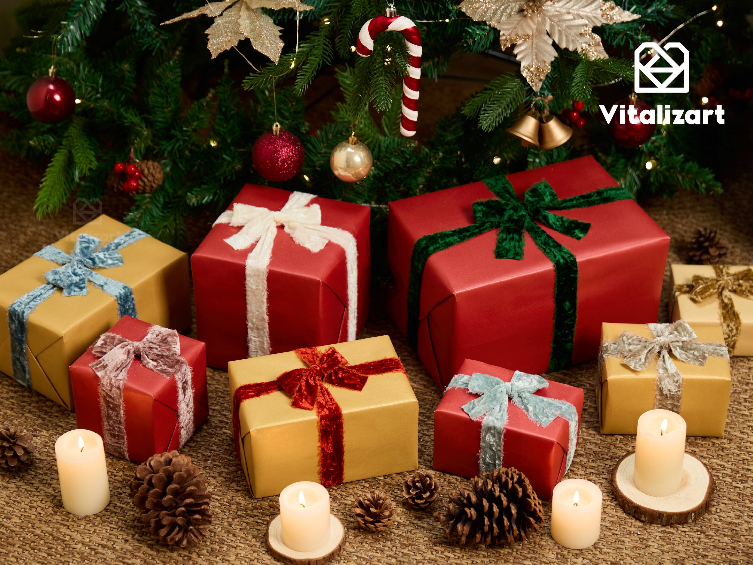 Velvet Ribbon for Christmas Frayed Edges Glossy 1