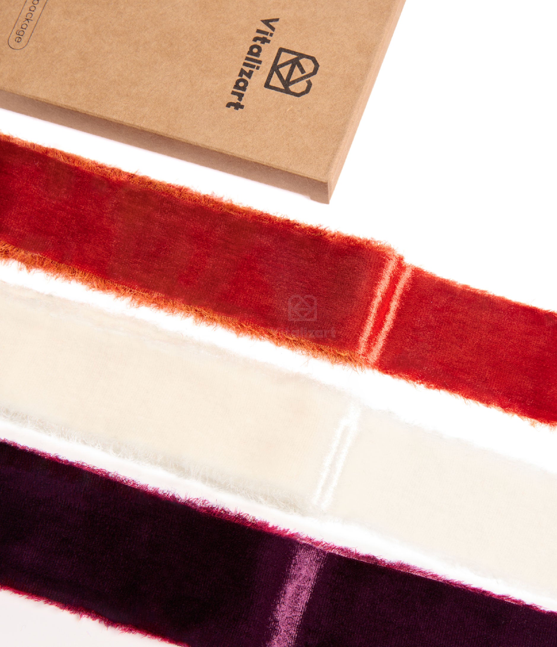 Frayed Edges Glossy Velvet Ribbon For Christmas 1.5