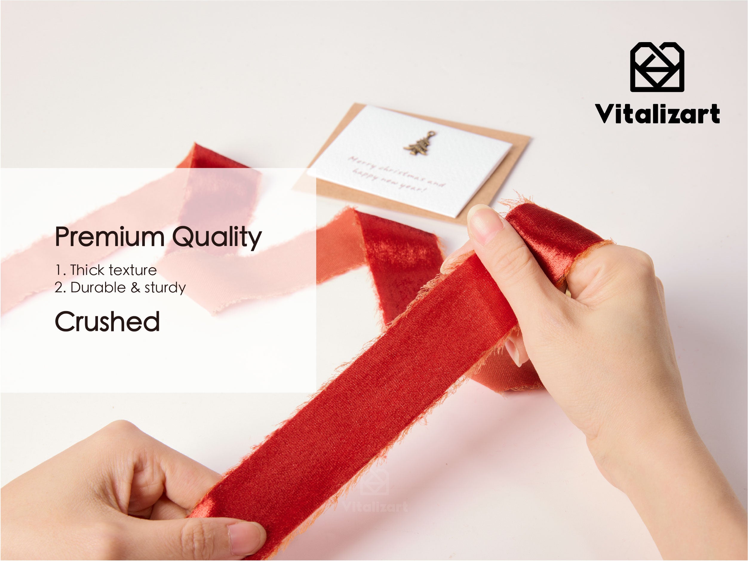 Frayed Edges Glossy Velvet Ribbon For Christmas 1.5