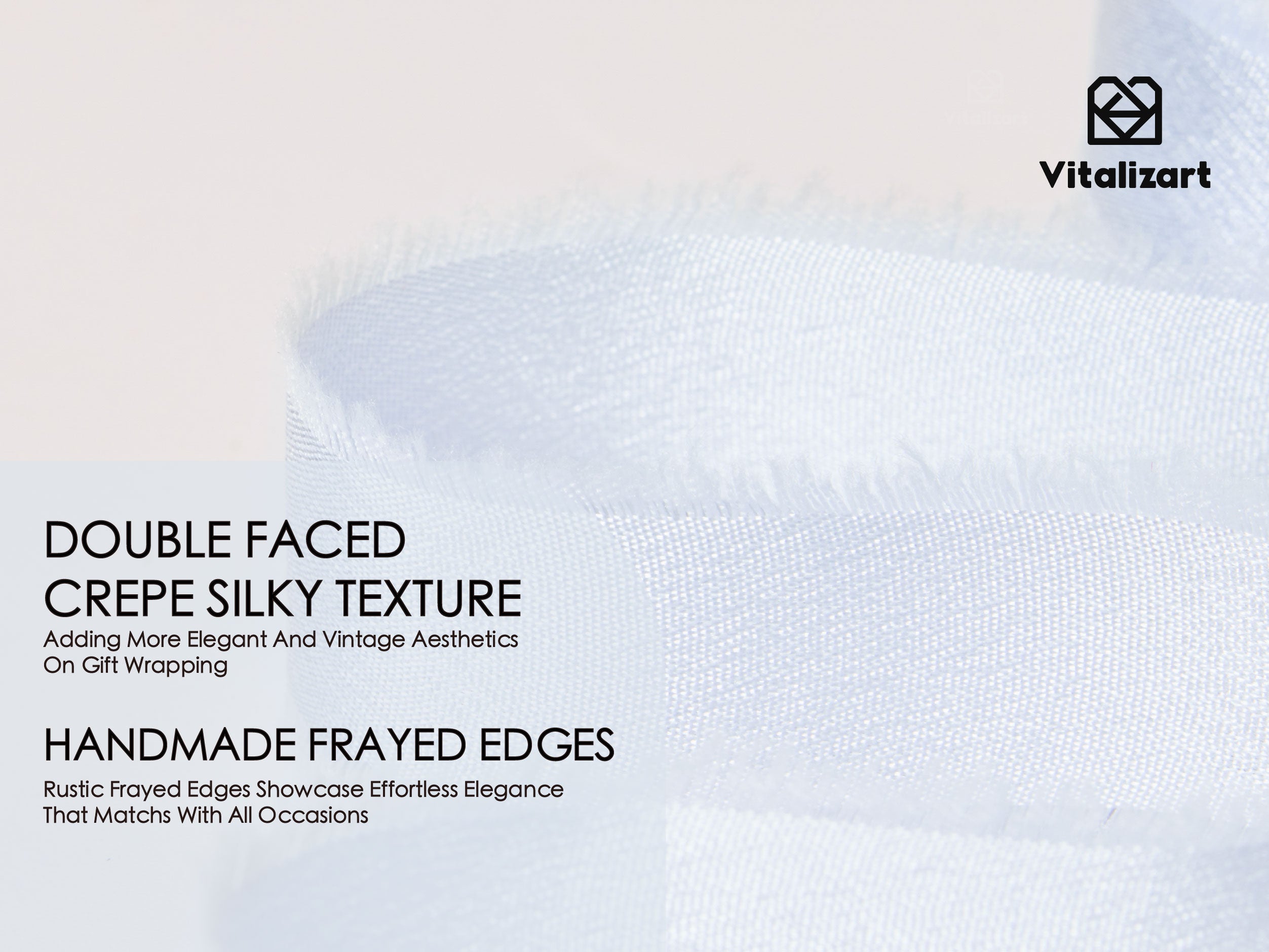 Frayed Fringe Crepe Silk Satin Ribbon 5/8