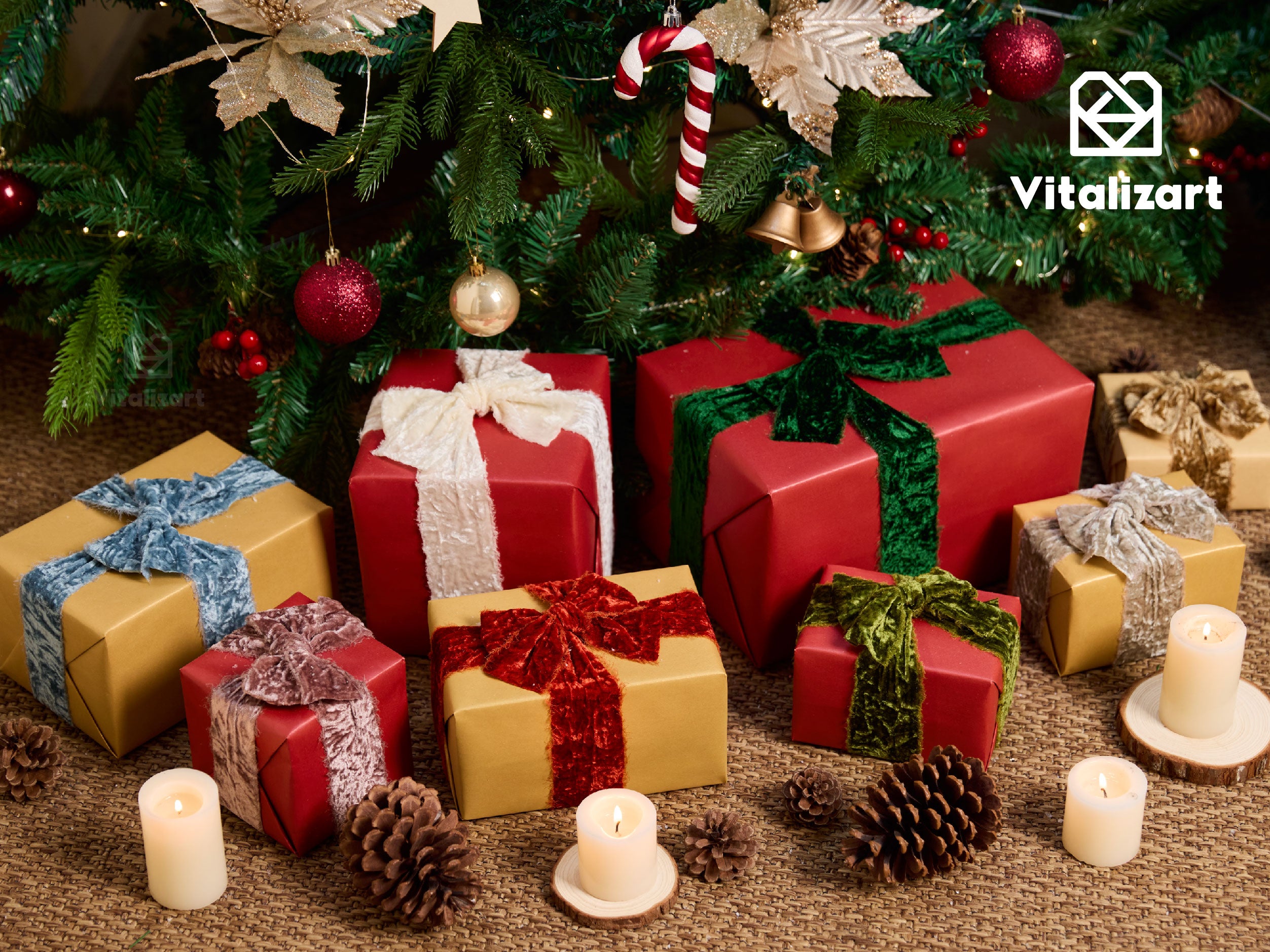 Velvet Ribbon for Christmas Frayed Edges Glossy 2