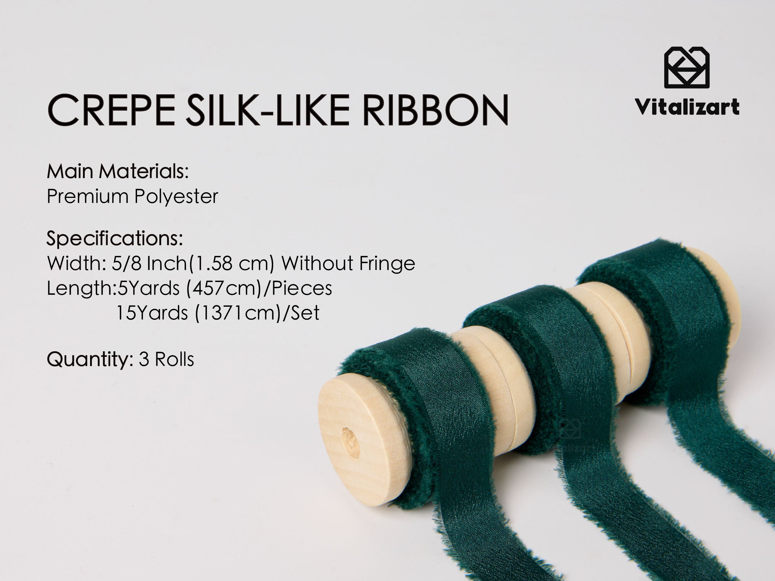 Frayed Fringe Crepe Silk Satin Ribbon 5/8