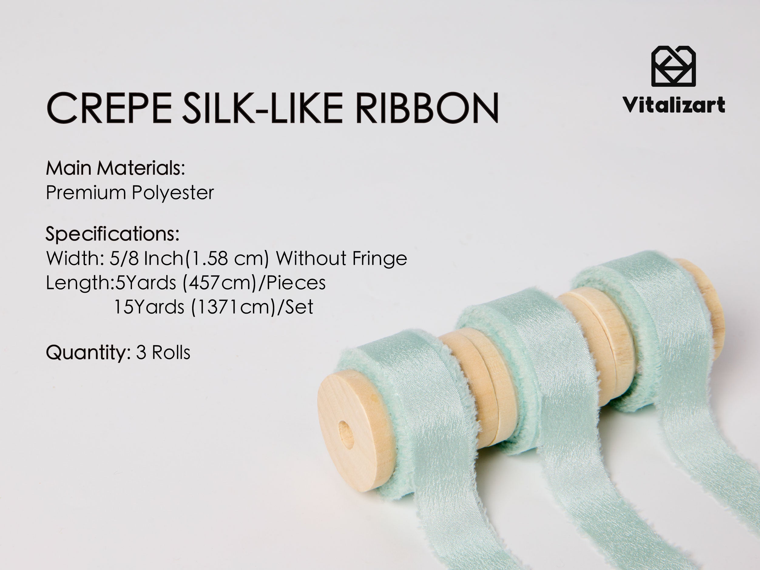 Frayed Fringe Crepe Silk Satin Ribbon 5/8