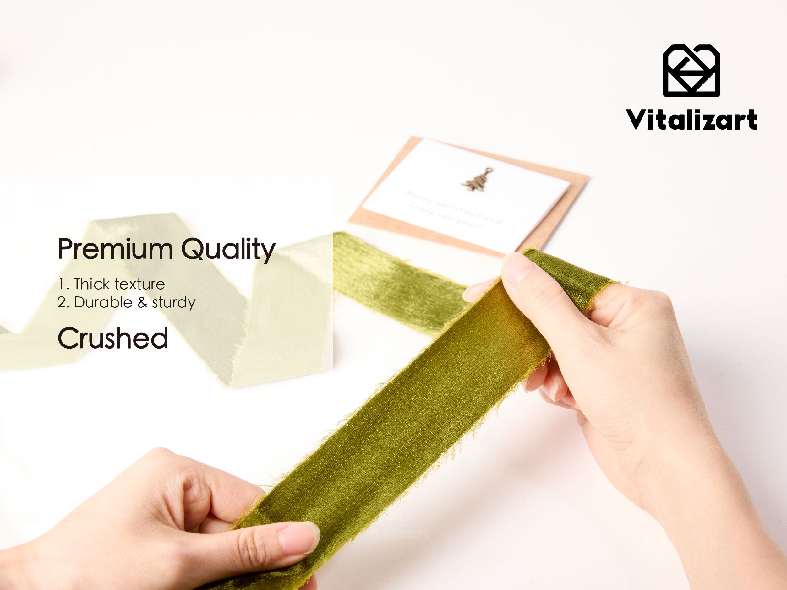 Frayed Edges Glossy Velvet Ribbon For Christmas 1.5
