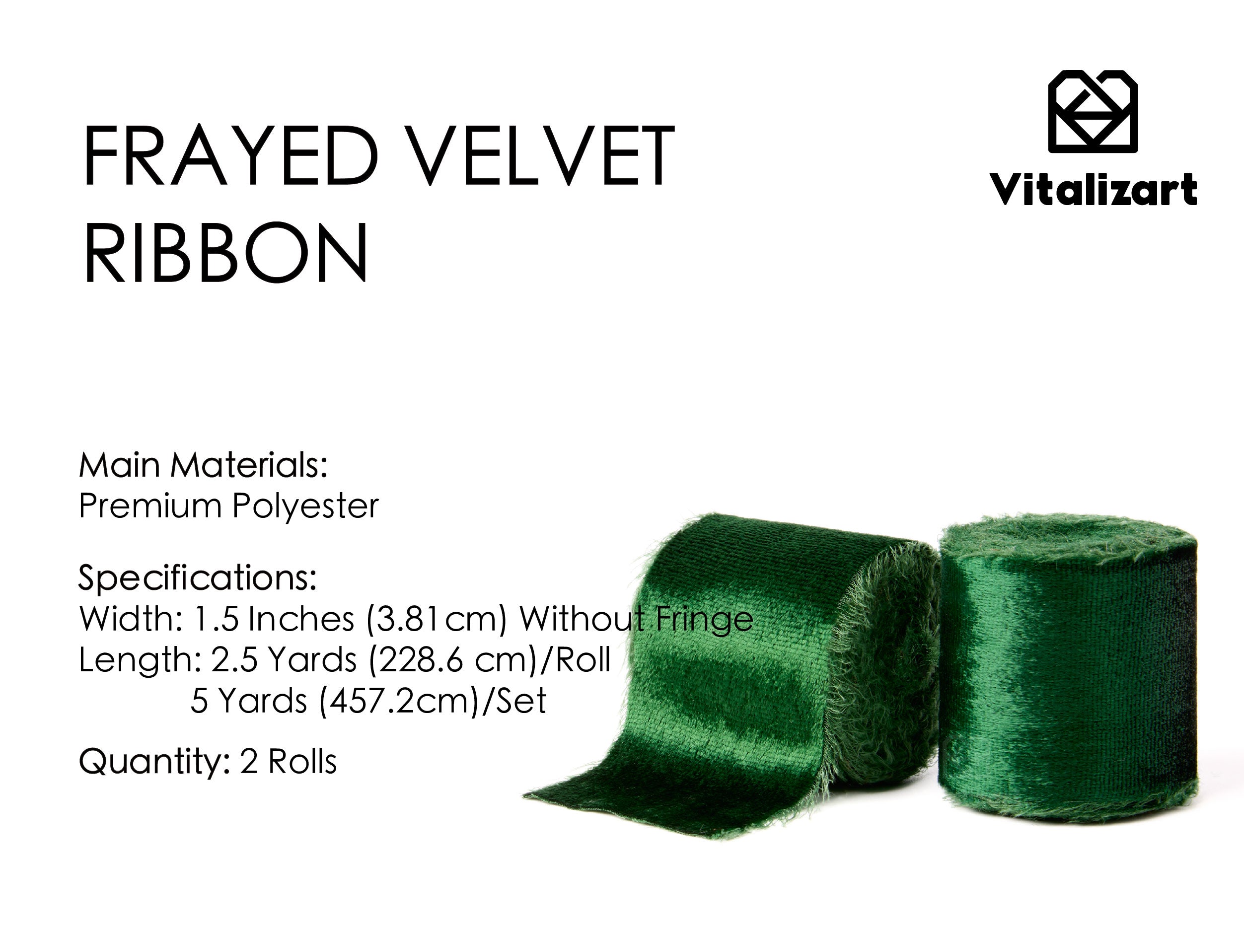 Frayed Edges Glossy Velvet Ribbon For Christmas 1.5