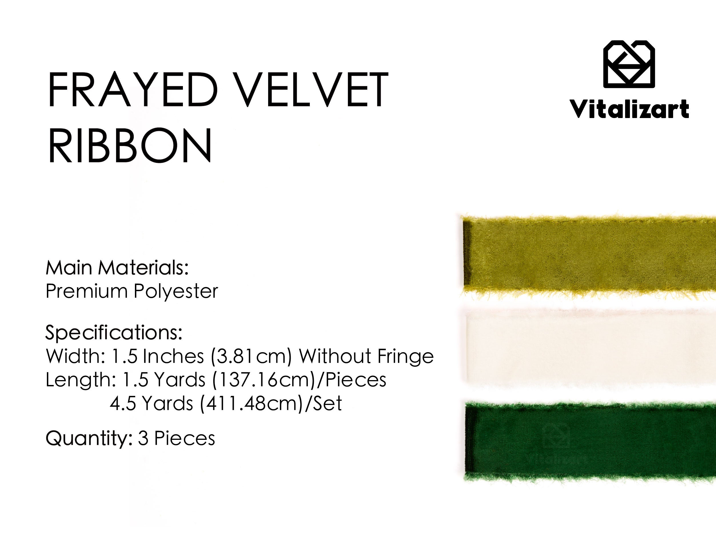 Frayed Edges Glossy Velvet Ribbon For Christmas 1.5