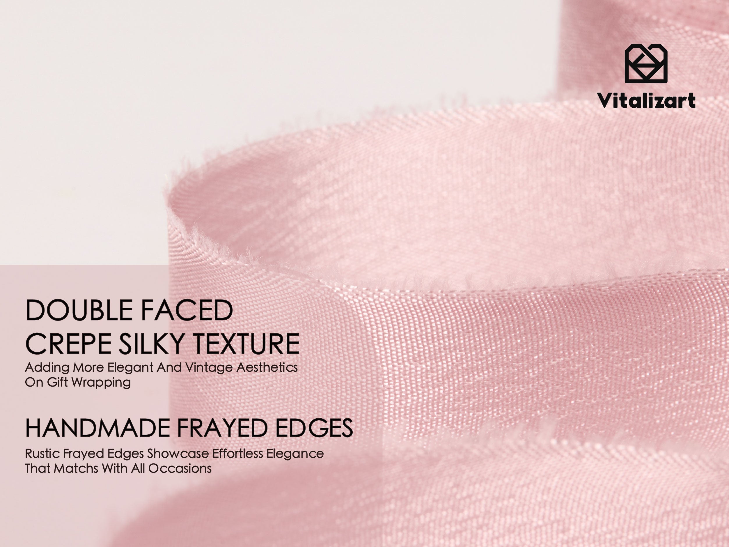 Frayed Fringe Crepe Silk Satin Ribbon 5/8