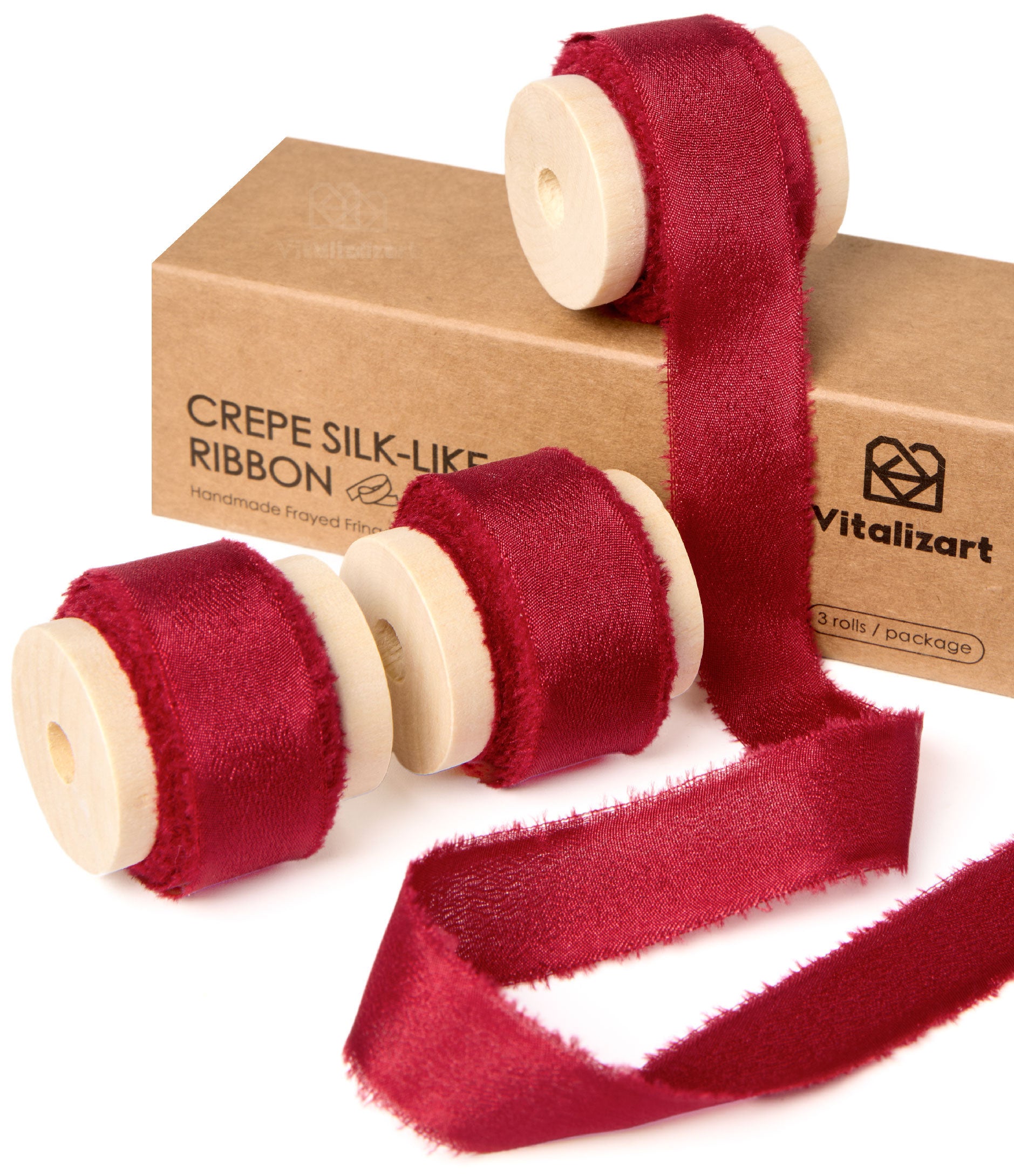 Frayed Fringe Crepe Silk Satin Ribbon 5/8