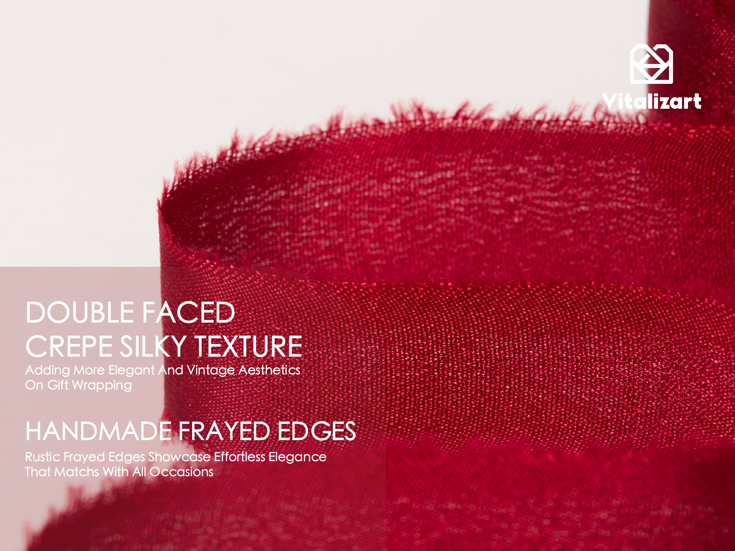 Frayed Fringe Crepe Silk Satin Ribbon 5/8