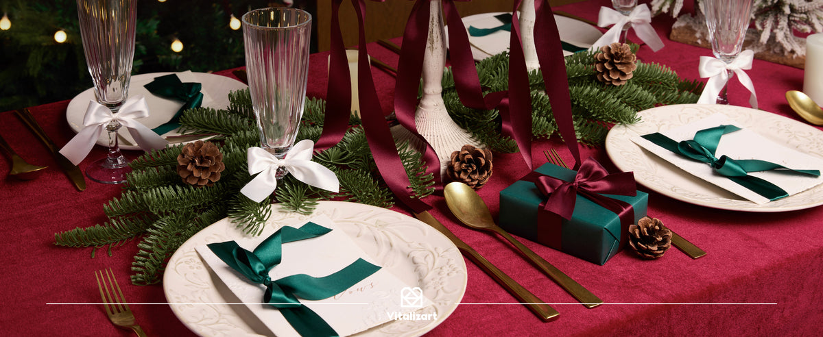 Vitalizart burgundy satin ribbon styled for gifts and celebrations