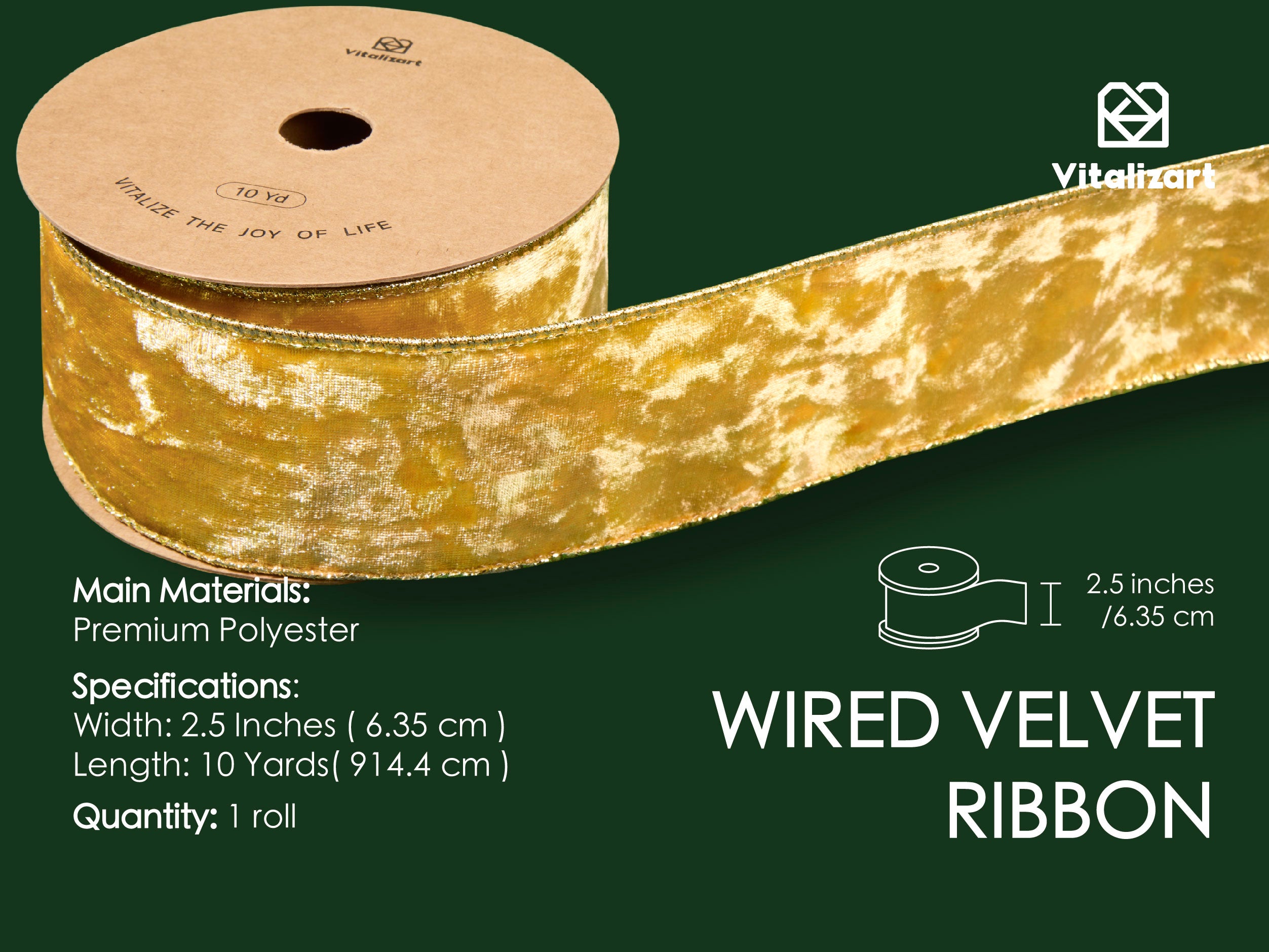 Wired Velvet Metallic Crushed Ribbon 2.5