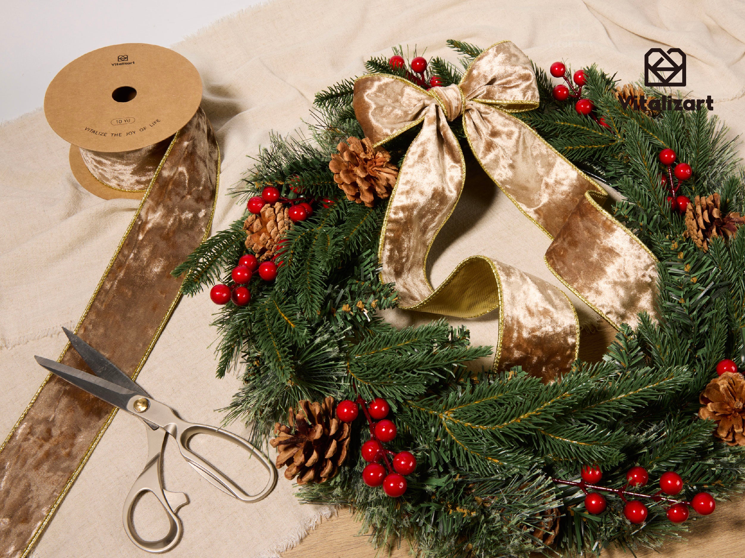 Wired Velvet Metallic Crushed Ribbon 2.5