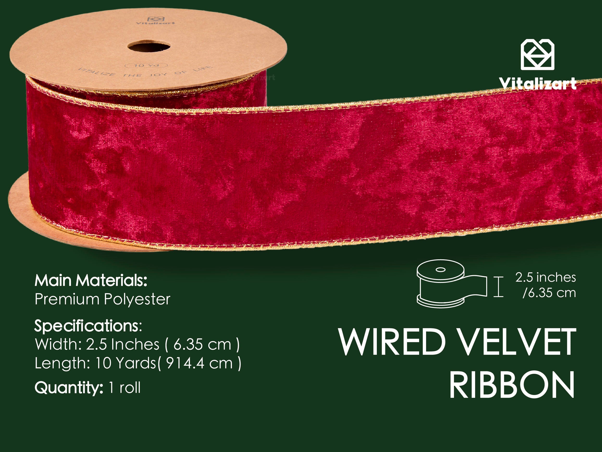 Wired Velvet Metallic Crushed Ribbon 2.5