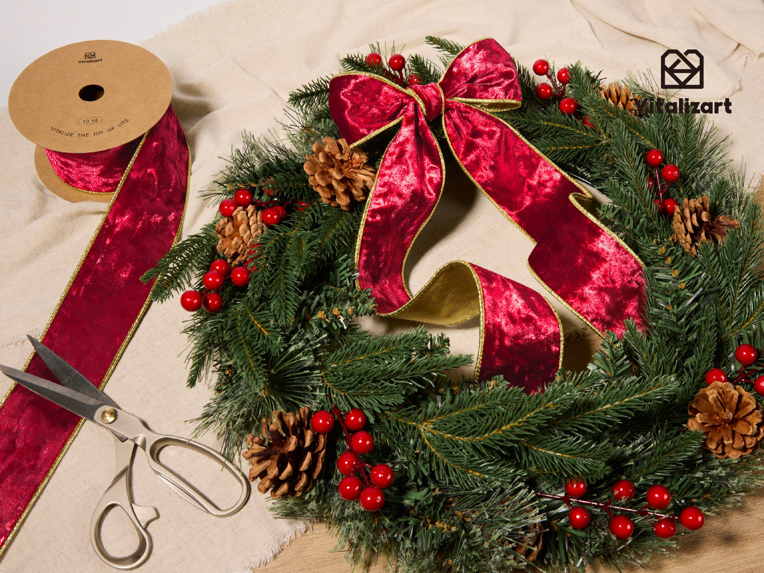 Wired Velvet Metallic Crushed Ribbon 2.5