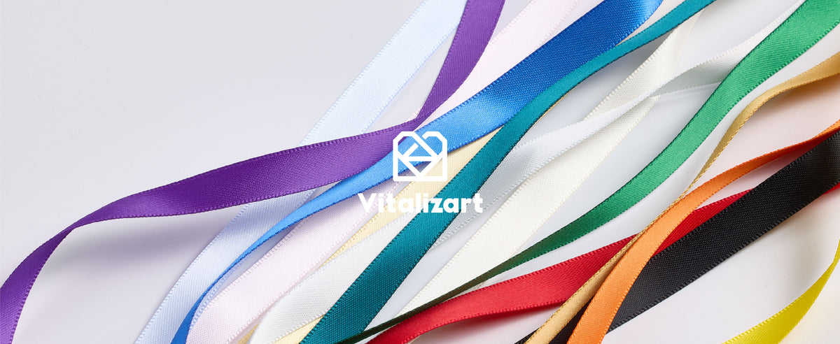 Loose strands from the rainbow double-faced satin ribbon set showing a smooth double-faced satin finish