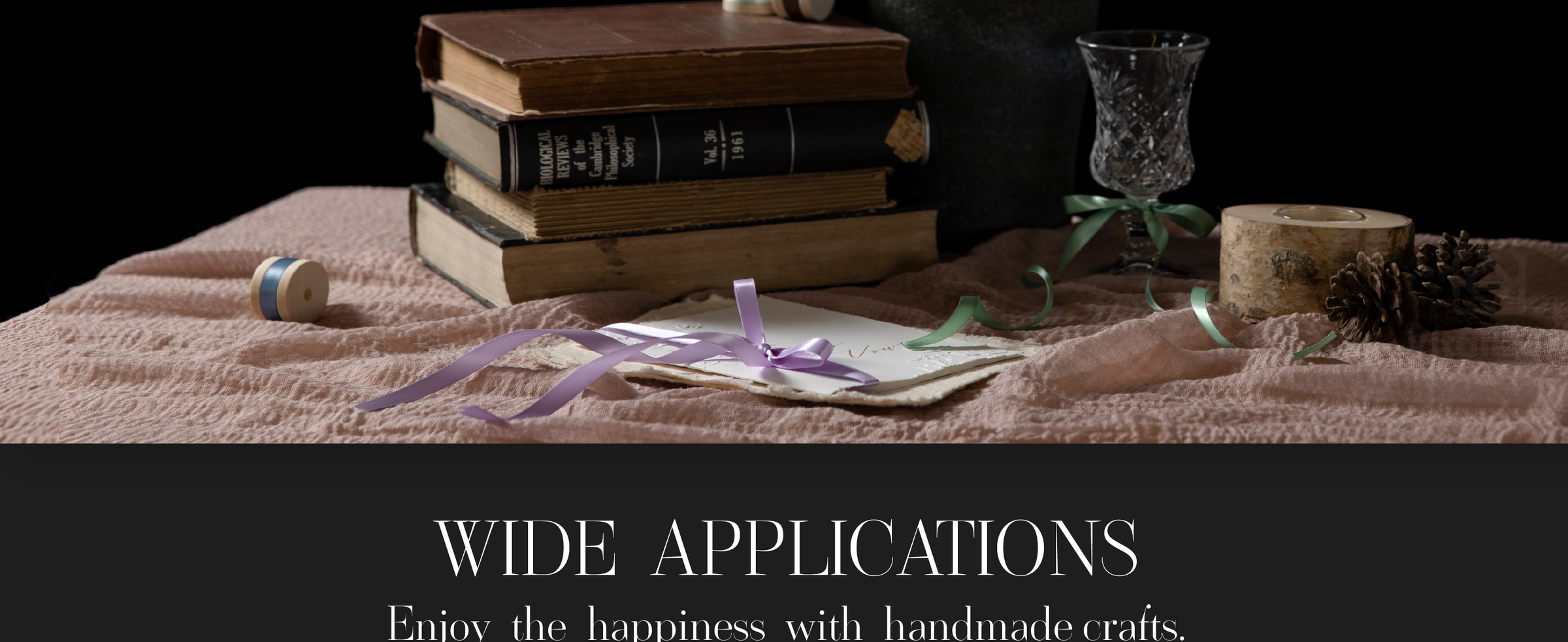 Lavender satin ribbon decorates a place setting, while blue ribbon ties a matching flower bouquet.