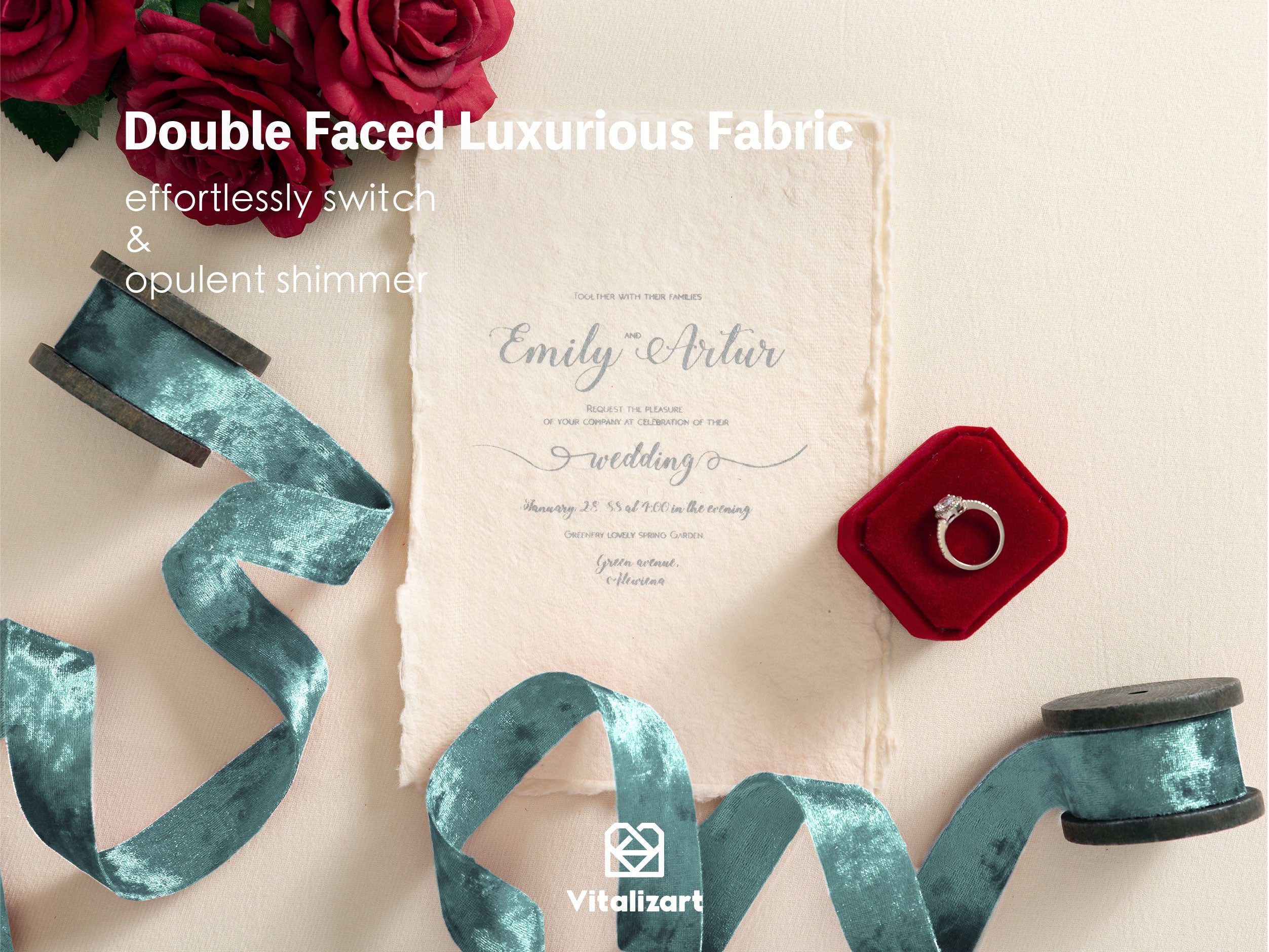 Deluxe Velvet Ribbon Set With Wooden Spool 1