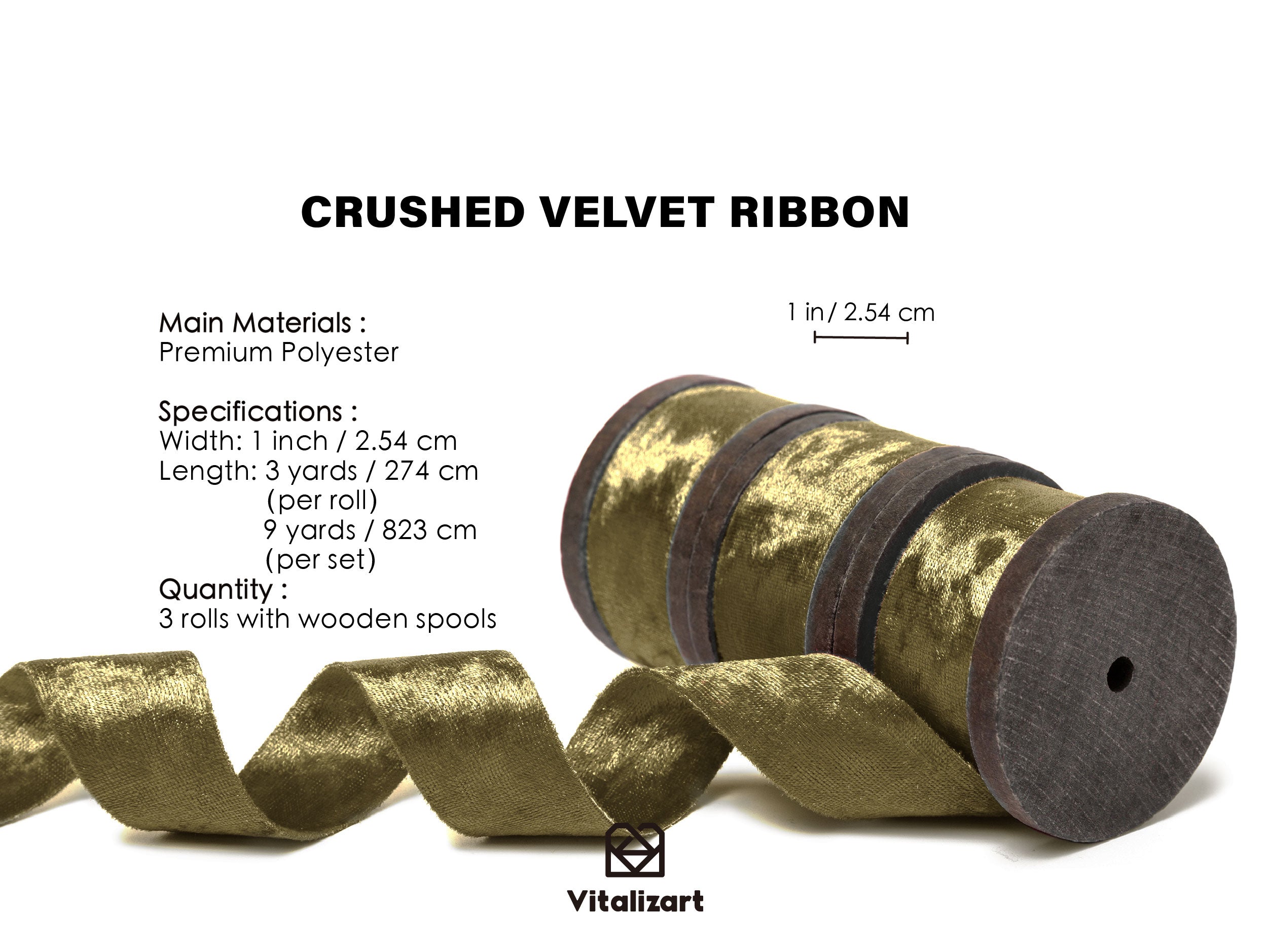 Deluxe Velvet Ribbon Set With Wooden Spool 1