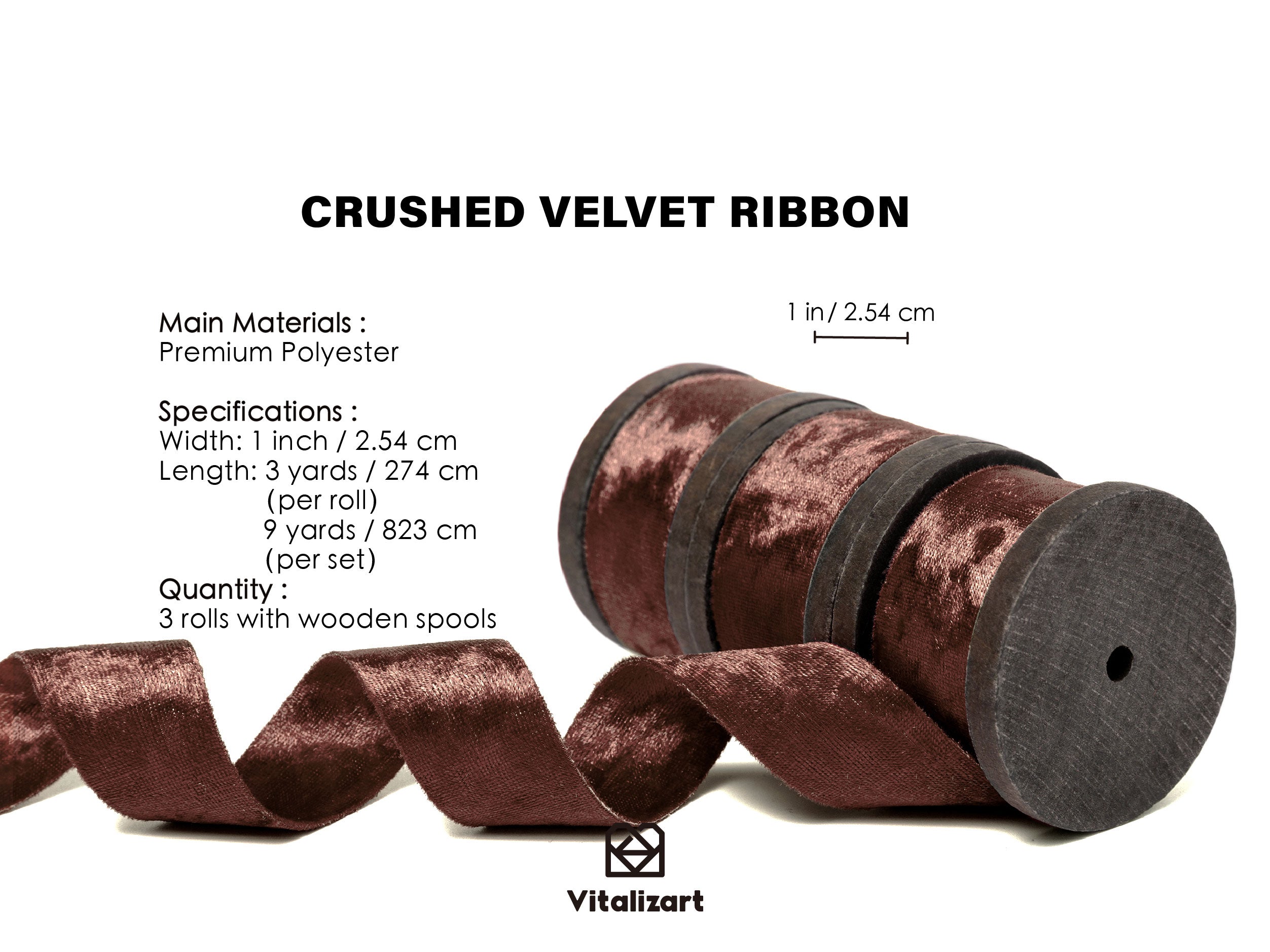 Deluxe Velvet Ribbon Set With Wooden Spool 1