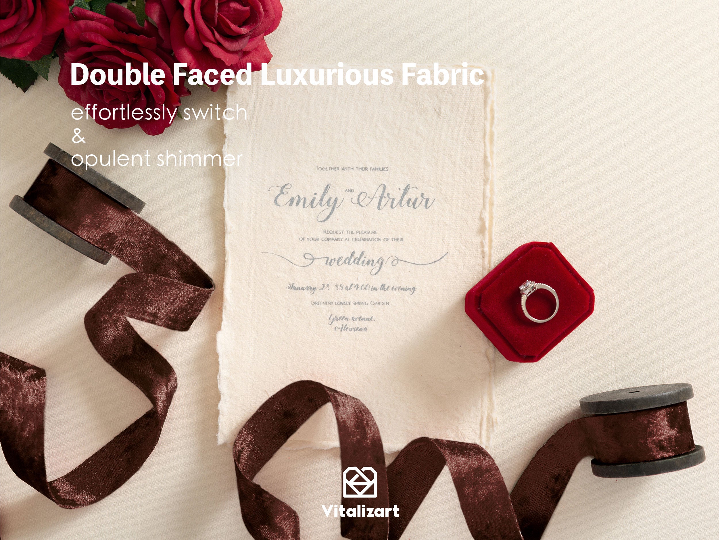 Deluxe Velvet Ribbon Set With Wooden Spool 1