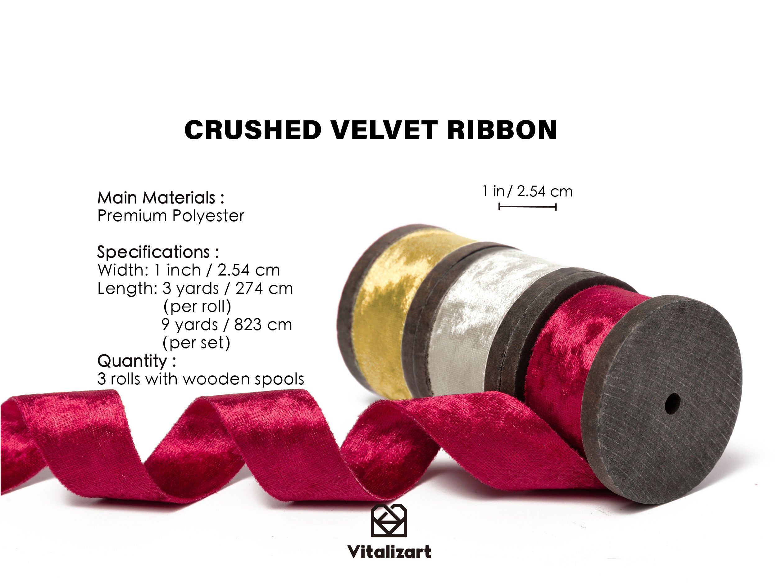 Deluxe Velvet Ribbon Set With Wooden Spool 1