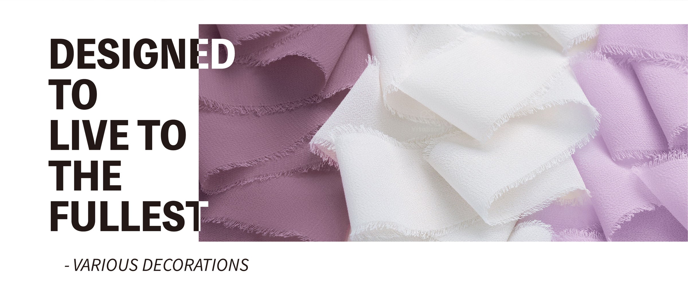 Layered loops of lavender, mauve, and white chiffon ribbon with softly frayed edges