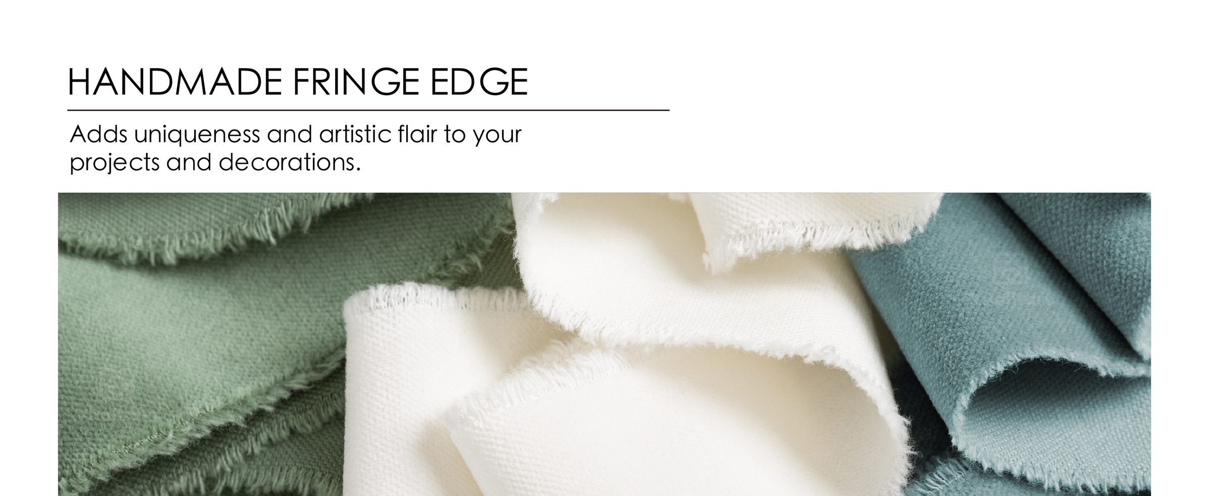 Ivory, dusty green, and dusty blue velvet ribbons folded to show their handmade fringe edges.