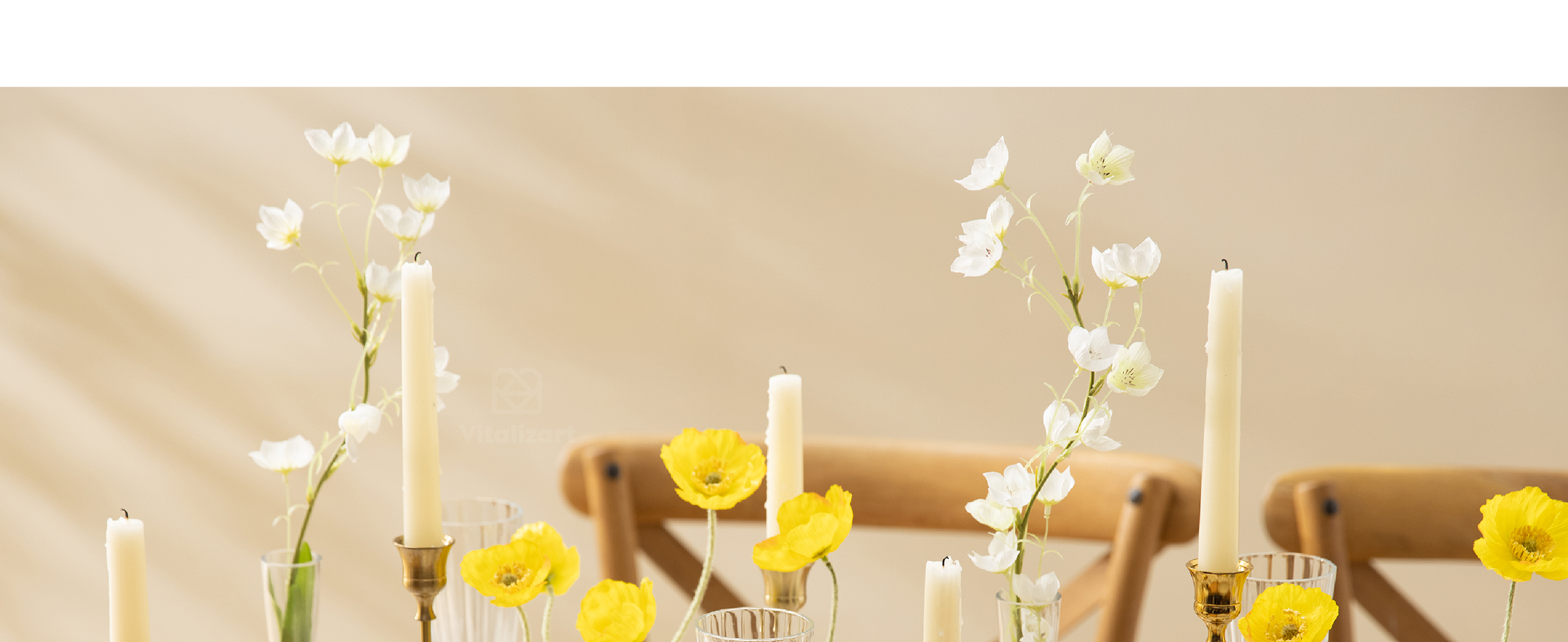 Cream-white fringed cotton ribbon tied as a vase accent and a bow in a woman's brown hair.