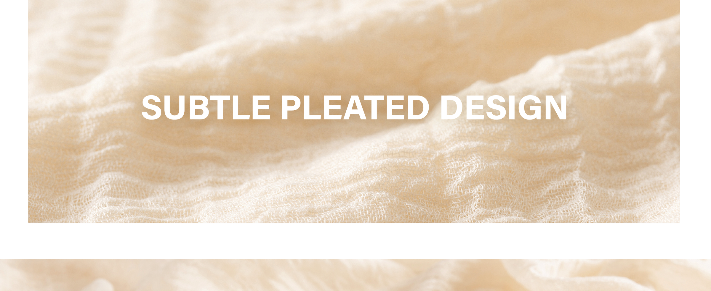 Close-up of ivory cheesecloth table runner with a soft, subtly pleated open weave.