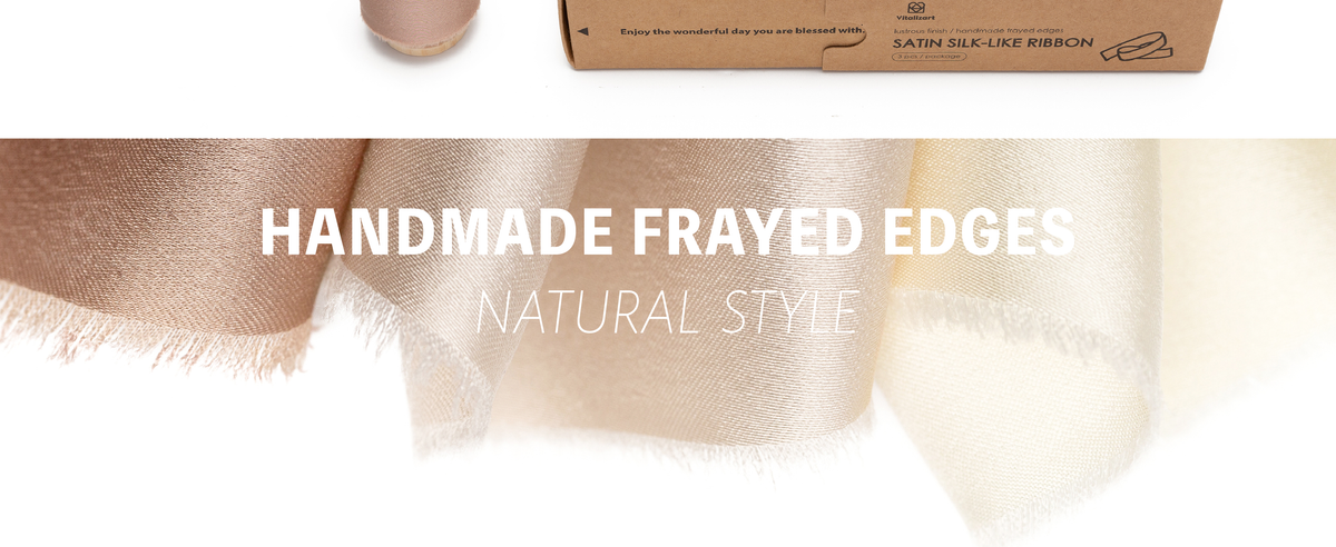 Close-up of cream, champagne, and nude satin-like ribbons with sheen and softly frayed edges.