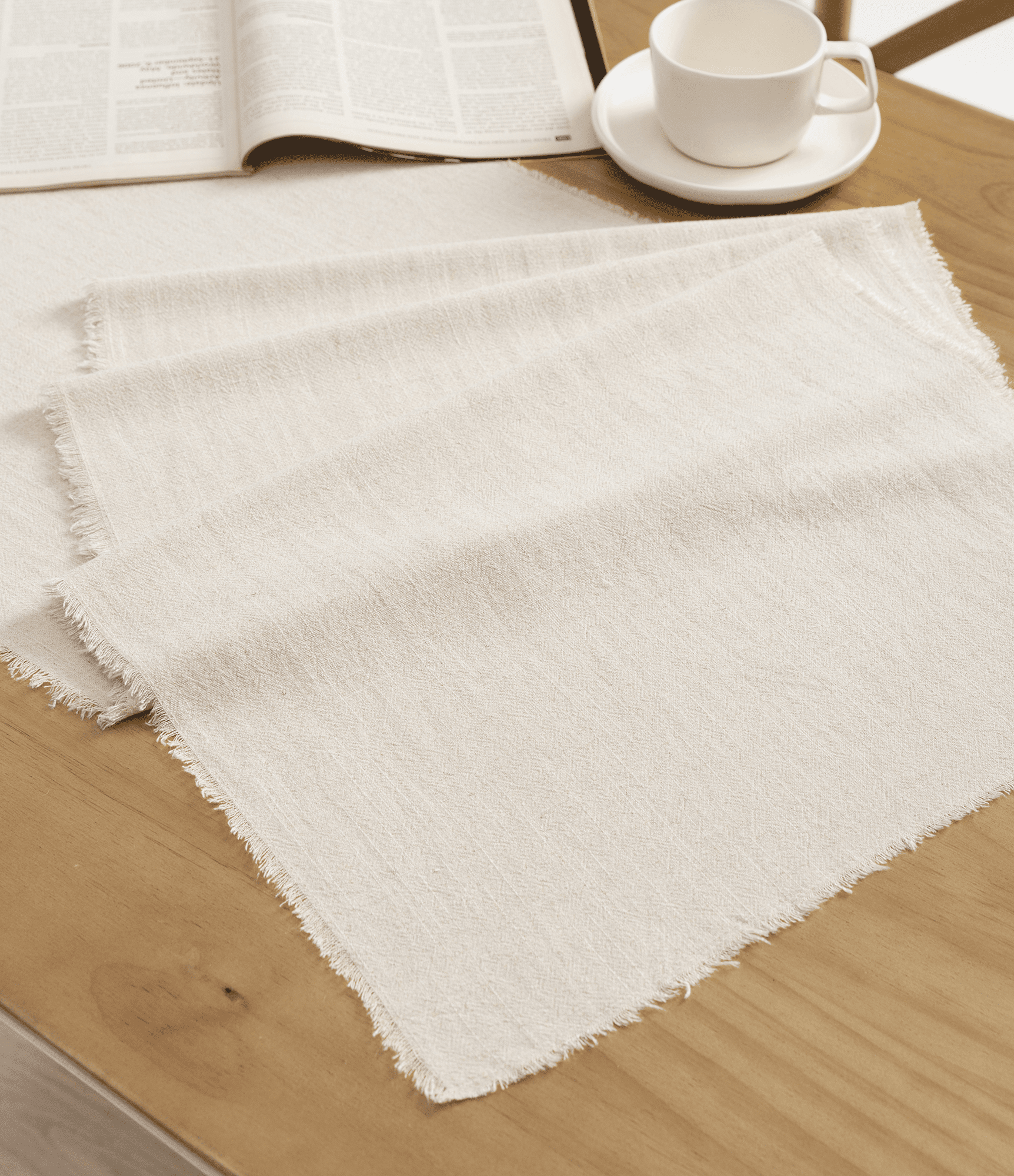 Cotton Linen Table Runner 14 x 72 Inches (Beige Cream) - Vitalizart