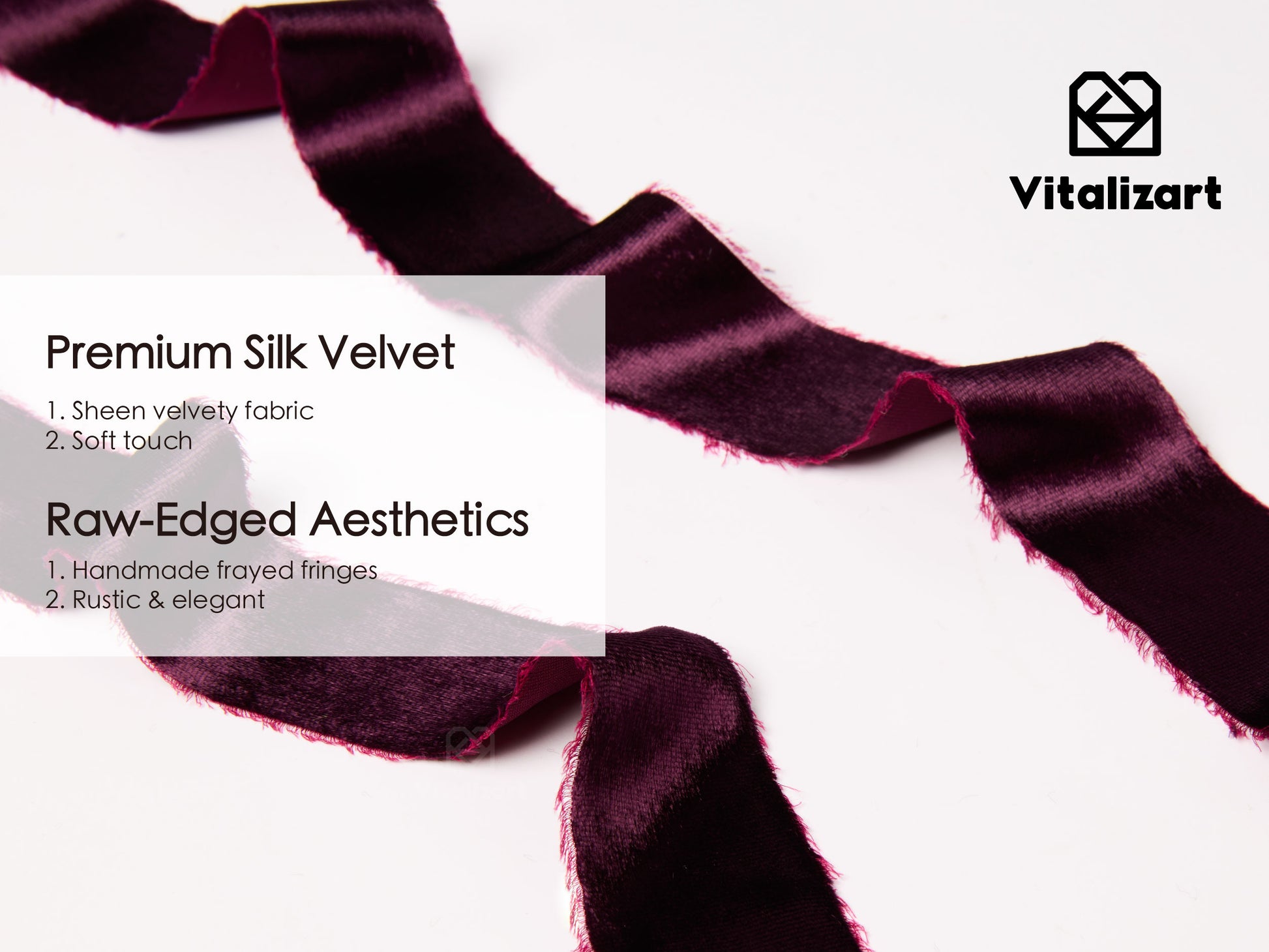 Frayed Edges Glossy Velvet Ribbon For Christmas 1.5"x 5YD (Burgundy Red) - Vitalizart