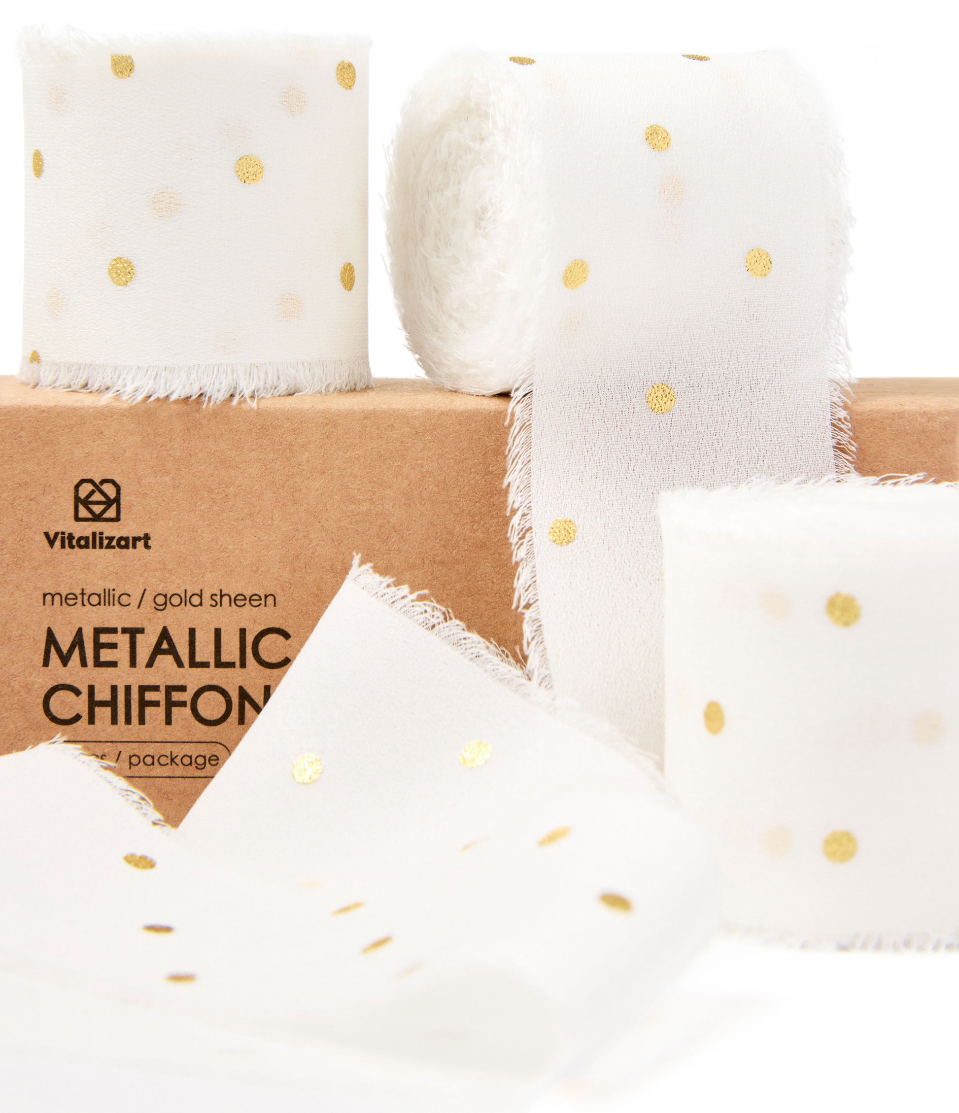 Polka Dot Chiffon Ribbon 1 - 1/2" x 15 Yd (White) - Vitalizart