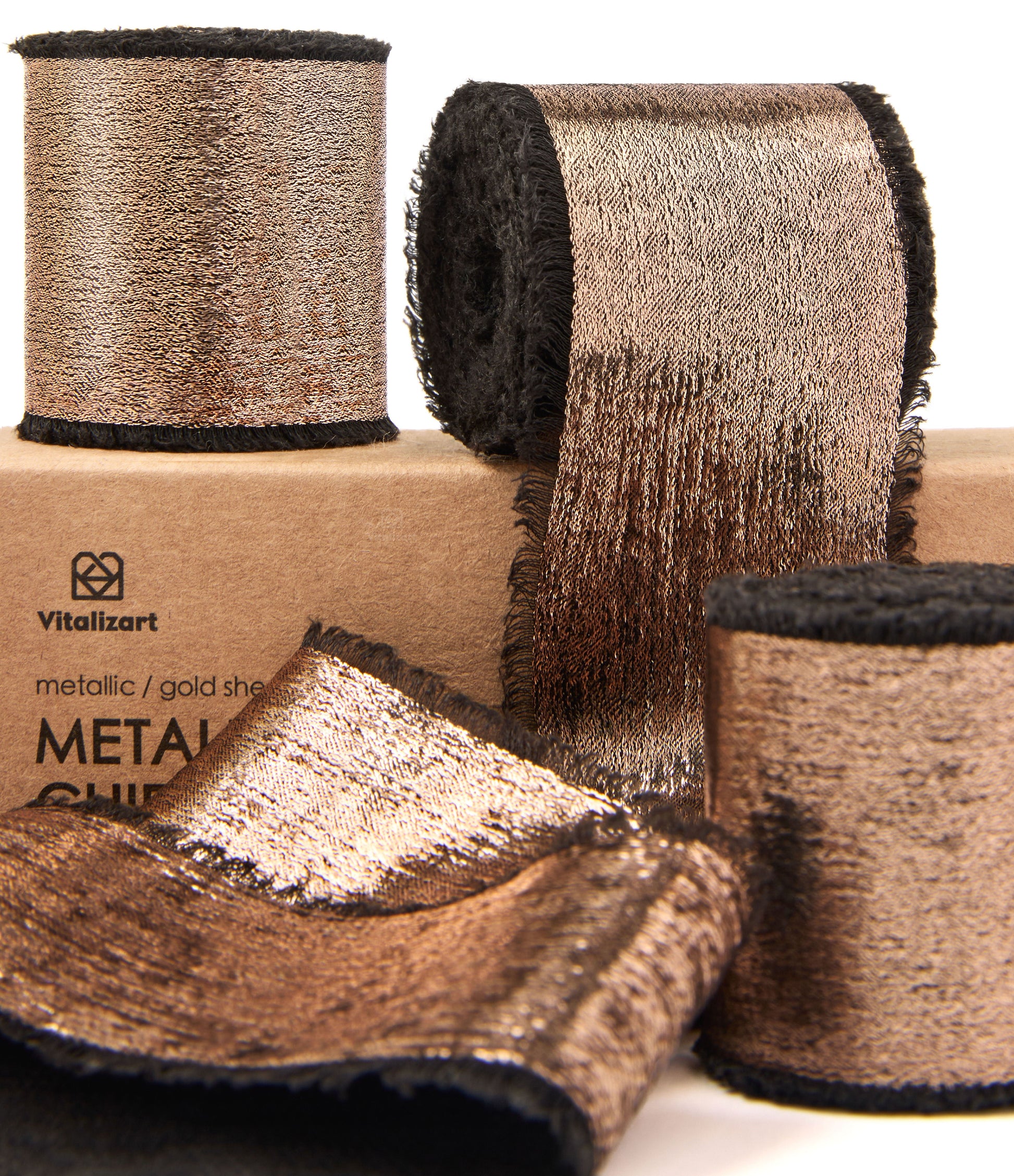 Metallic Chiffon Ribbon 1 - 1/2" x 15 Yd (Black) - Vitalizart