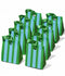 Green-Color Striped Paper Small Gift Bags with Ribbon Handles — Set of 10