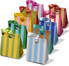 Mixed-Color Striped Paper Mini Gift Bags with Ribbon Handles — Set of 10