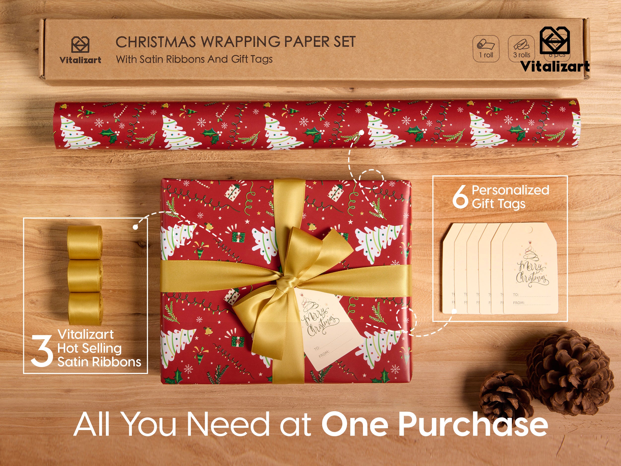 Vitalizart Christmas Wrapping Paper Roll Set 17