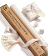 Wrapping Paper Set 17"x197" Pearly - Lustre With Silk Like Satin Ribbon & Gift Tags (White Paper & Light Nude Ribbons) - Vitalizart