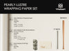 Wrapping Paper Set 17"x197" Pearly - Lustre With Silk Like Satin Ribbon & Gift Tags (White Paper & Sage Ribbons) - Vitalizart
