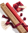 Wrapping Paper Set 17"x197" Pearly - Lustre With Silk Like Satin Ribbon & Gift Tags (Red Paper & Burgundy Ribbons) - Vitalizart