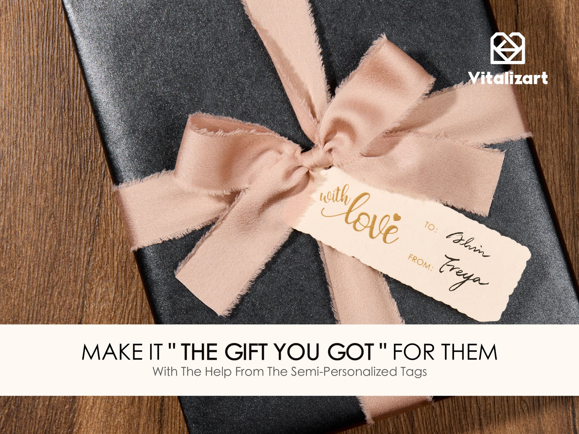 Wrapping Paper Set 17"x197" Pearly - Lustre With Silk Like Satin Ribbon & Gift Tags (Black Paper & Nude Ribbons) - Vitalizart