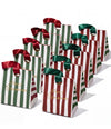 Christmas Small Paper Gift Bags with Ribbon Handles — Set of 10