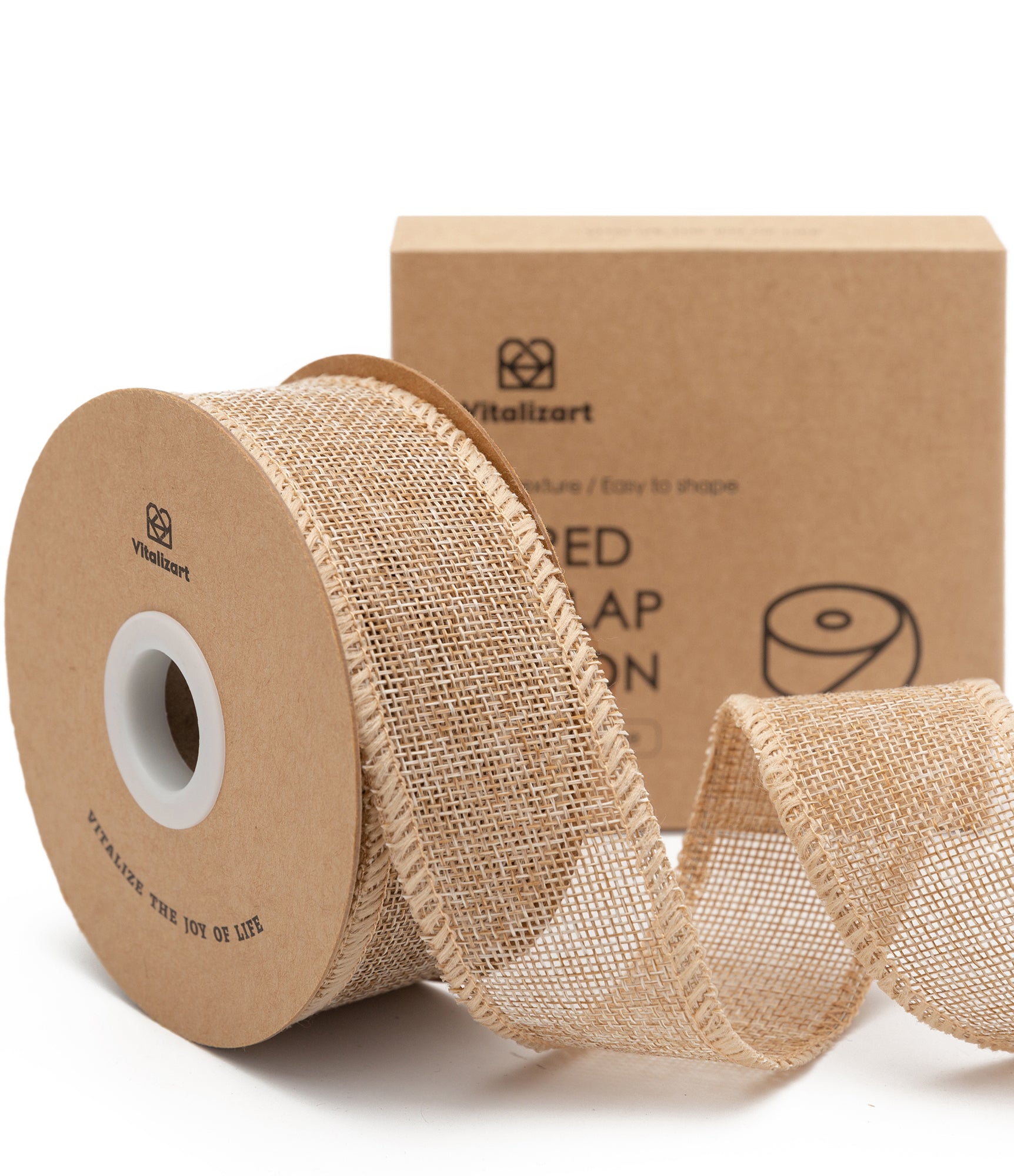Burlap Ribbon Wired 1.5" x 10 Yd (Beige) - Vitalizart