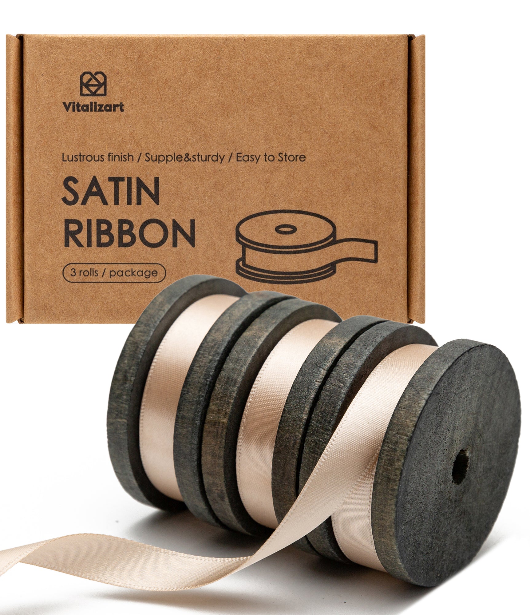 Double Faced Satin Ribbon 3/8" x 21 Yd (Nude) - Vitalizart