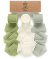 Fringe Chiffon Silk Ribbon 1 1/2 Inch x 21Yd (Green & Cream) - Vitalizart
