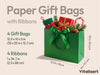 Christmas Gift Bags Large Paper Gift Bags with Ribbon Bows — Set of 4 - Vitalizart